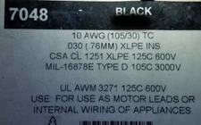 Alpha 7048 10awg 105x30T UL-3271 Hook-Up Wire XLPE MIL-W-16878E Type D Blk/50ft