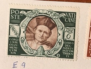 Vatican Special Delivery Stamps 6 12 Lire Green Brown Historical Figures Set