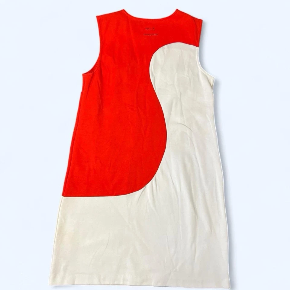 Raro Vestido Agnes B Años 90 Sin Mangas Naranja Blanco Talla 3 Estampado Artístico Vintage Foto 2 de 4