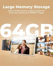 10.1 WiFi Digital Frame 64GB Wireless Charging Auto-Rotate HD Touch Screen