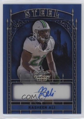 2024 Leaf Trinity Steel Blue Prismatic /10 Rasheen Ali Rookie Auto RC 1cx3