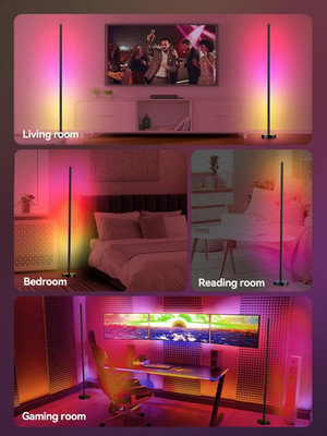 Smart RGBICW LED Corner Floor Lamp - 16 Million DIY Colors, 68+ Scenes, Music...