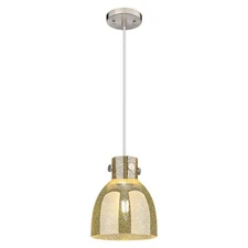 Innovations Newton Bell 1Lt 8" Cord Pendant, SN/Merc - 410-1PS-SN-G412-8ME