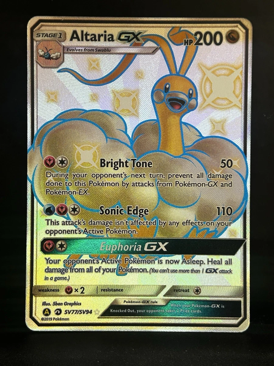 altaria pokemon card gx 72/70 Dragon Majesty Rainbow Secret Rare Near (You cant use more than 1 GX attack in a game.) Weakness / Resistance / Retreat Cost Altaria GX hidden fates Pokémon