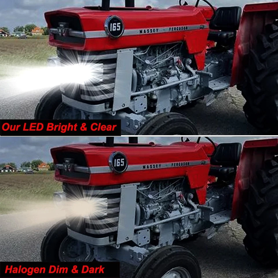 For MF Massey Ferguson 135 165 185 Tractor LED Headlight Bulbs White Headlamp - Image 3 of 4