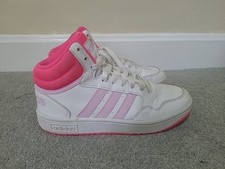 Girls Shoes Universal Kids Adidas Hoops Mid 30 White/Pink Size 5
