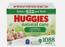 Huggies Natural Care Sensitive Baby Wipes Fragrance Free 1088 Wipes 17 case