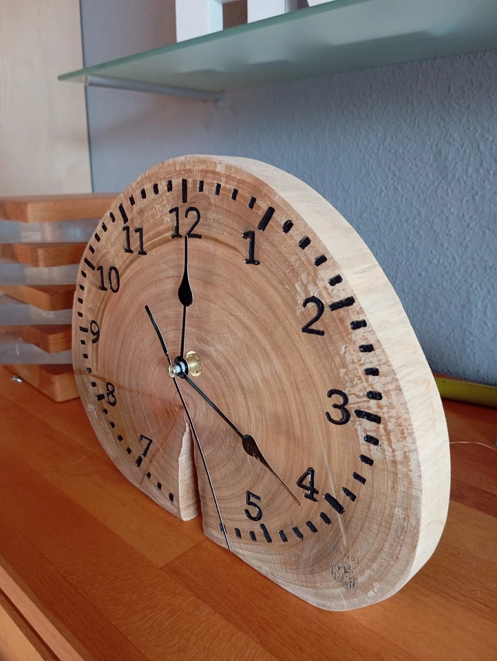 Wanduhr Kirsche Baumscheibe 29x23cm Handarbeit, Unikat mit lautlosem Quarzwerk ! - Bild 2 von 4