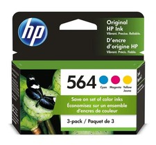 Genuine HP 564 Ink Cartridges Cyan Magenta Yellow 3 Pack Combo 4/2024