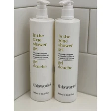 New THIS WORKS In The Zone Body Wash Eucalyptus Shower Gel LOT 2 BIG 12 oz Each