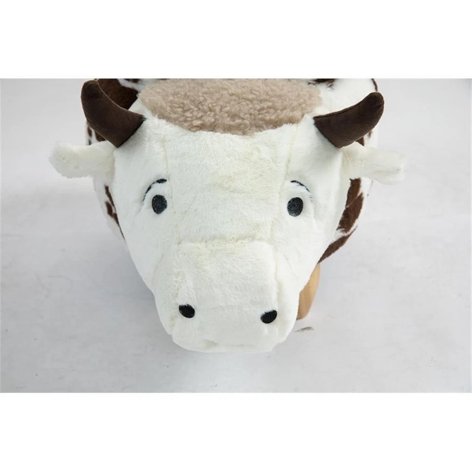 Pemberly Row Happy Cow Storage Ottoman with brown and white soft fur - Image 4 of 4