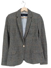 ZARA BASIC Strickblazer Damen Blazer Gr. DE 36 anthrazit-hellgrau-cognac