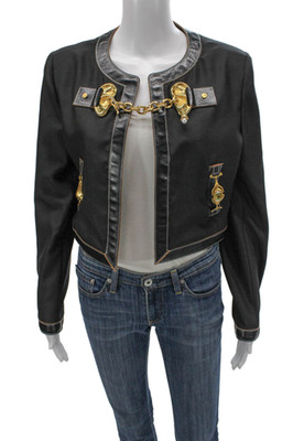 Schiaparelli Womens Black Wool Blend Basic Jacket Hook & Eye Size 38