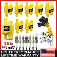 8* Ignition Coil+Spark Plug+Wire set UF413 For Cadillac Chevy Silverado 1500 GMC