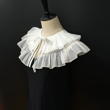 Double Layered Ruffled Collar White Chiffon Elizabethan Neck Ruff Victorian DIY