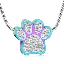 Dog Paw Print Cremation Jewelry for Ashes Wearable Urn Necklace for Pet Cat Dog