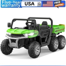   24V Two Seater Ride On Dump Truck with Electric Dump Bed 6 Wheeler Kids UTV Car