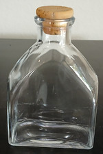 Clear Glass Rectangle Shaped Bottle With Cork 5.5" Tall