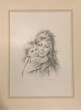 SERIGRAFIA GIUSEPPE TARANTINO donna con bambino anni 70
