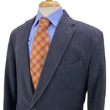 Banana Republic Navy Cotton Flannel Pinstripe Tailored Fit Blazer Sport Coat 44R