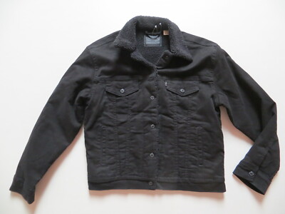 Levi's Damen Jeans Jacke mit Teddy Fell gefüttert M Schwarz
