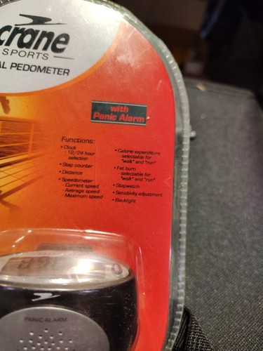 CRANE SPORTS DIGITAL PEDOMETER WITH PANIC ALARM - NEW SEALED NIP - Picture 2 of 3