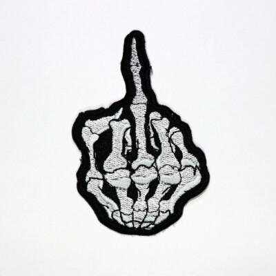 Middle finger hand Sign Patch Rocker Bone Artwork Emblem for DIY Iron on Clothes