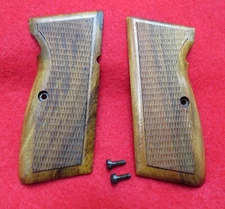 FEG P9R 9mm Luger Original Checkered Wood Grips with Grip-Screws Wooden Panel