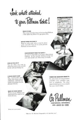 1950 Pullman Triebwagen Vintage Printwerbung Travel Trains Railroad RR Ephemera