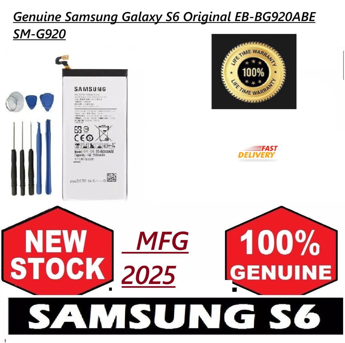 Genuine Samsung Galaxy S6 Original EB-BG920ABE SM-G920 Replacement