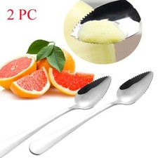 2PCS Thick Stainless Steel Grapefruit Spoon Dessert Spoon Serrated Edge Spoon