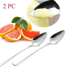 2PCS Thick Stainless Steel Grapefruit Spoon Dessert Spoon Serrated Edge Spoon