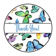 THANK YOU BUTTERFLIES ENVELOPE SEALS LABELS STICKERS PARTY FAVORS