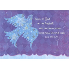 Light Blue Dove Glory to God in the Highest Box of 15 Religious Christmas Cards