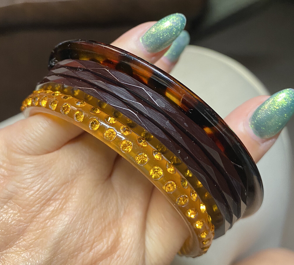 5 Authentic Vintage Bakelite Bangle-Tortoiseshell… - image 15