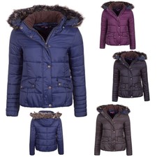 Rydale Short Padded Jacket Faux Fur Trim Puffer Coat Insulated Zipped 4 Colours