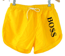 Mens Swimming Shorts Yellow Drawstring Waist Summer Beach Lounge Boys Size M
