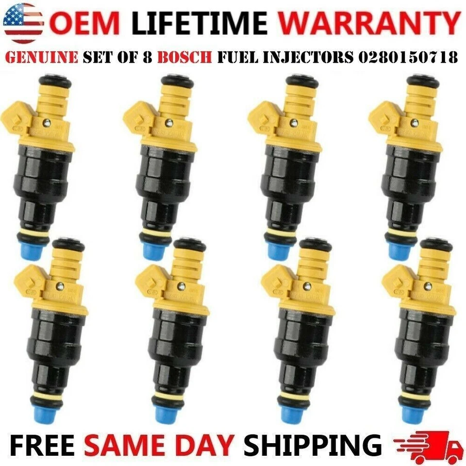 NEW OEM BOSCH x8 Fuel Injectors for 1988-1992 Ford F-150 5.8L V8 #0280150718 - Image 2 of 4