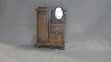 Dollhouse Miniature Vtg Concord Wood Chifforobe Cabinet w/Mirror Dresser/Armoire