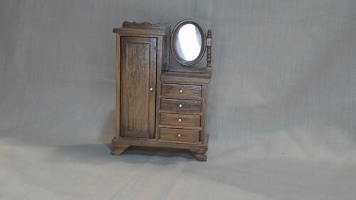 Dollhouse Miniature Vtg Concord Wood Chifforobe Cabinet w/Mirror Dresser/Armoire - Picture 1 of 5