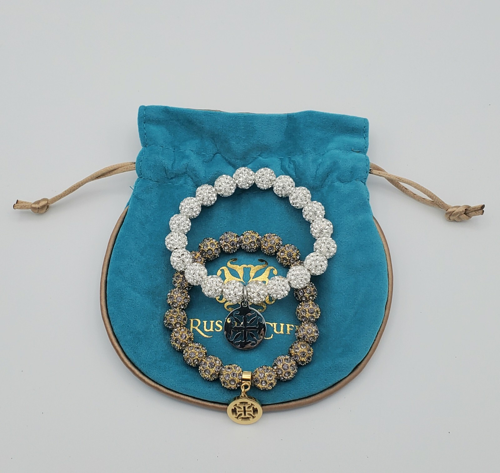 Rustic Cuff Bracelets Set Silver/Gold RC Charm, S… - image 1