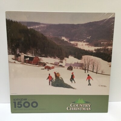 Springbok Puzzle Country Christmas 1500 Piece NEW Winter Holiday Snow Mountains