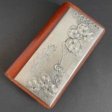 Vintage Notebook Wallet Art Nouveau Italy Century Leather Silver 800 Signed