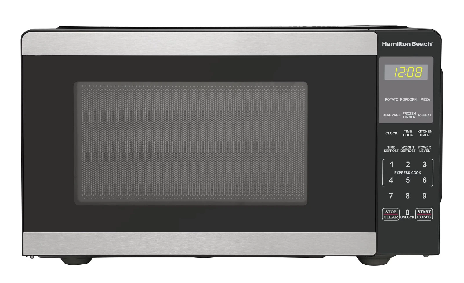 Hamilton Beach 0.9 Cu ft Countertop Microwave Oven, 900 Watts, Stainless Steel,