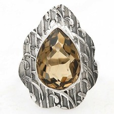 5CT Smoky Topaz 925 Solid Genuine Sterling Silver Ring Sz 7 B8-9