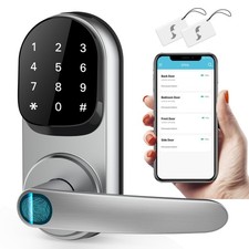 Keyless Entry Smart Lock - Fingerprint Keypad Access, Front Door Handle, Si...