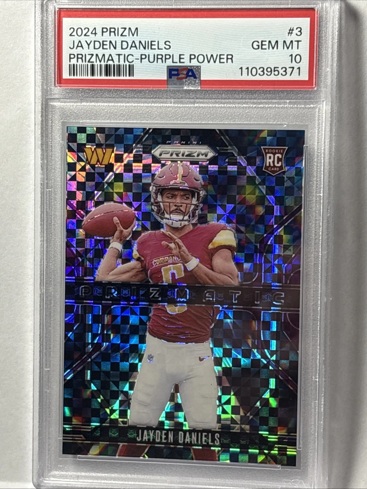Jayden Daniels Panini Prizm Prizmatic #3 Purple Power
