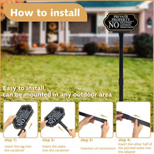 Private Property/No Trespassing/No Soliciting Sign w/ Stake, 5x10" 35" High