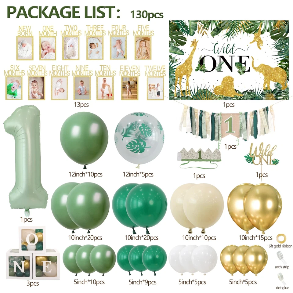 Wild One Birthday Decorations For Boys Jungle Theme Baby Shower Safari 1st Pa... - Image 2 of 4