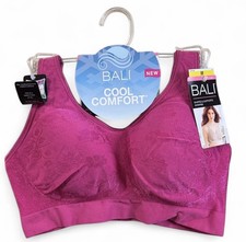 Bali Cool Comfort Flex Fit Wireless Bra Hot Pink Hook Eye Closure Size Medium